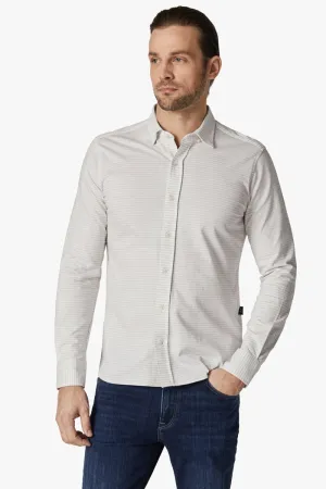 34 Heritage Taupe Horizontal Stripe Jacquard Shirt