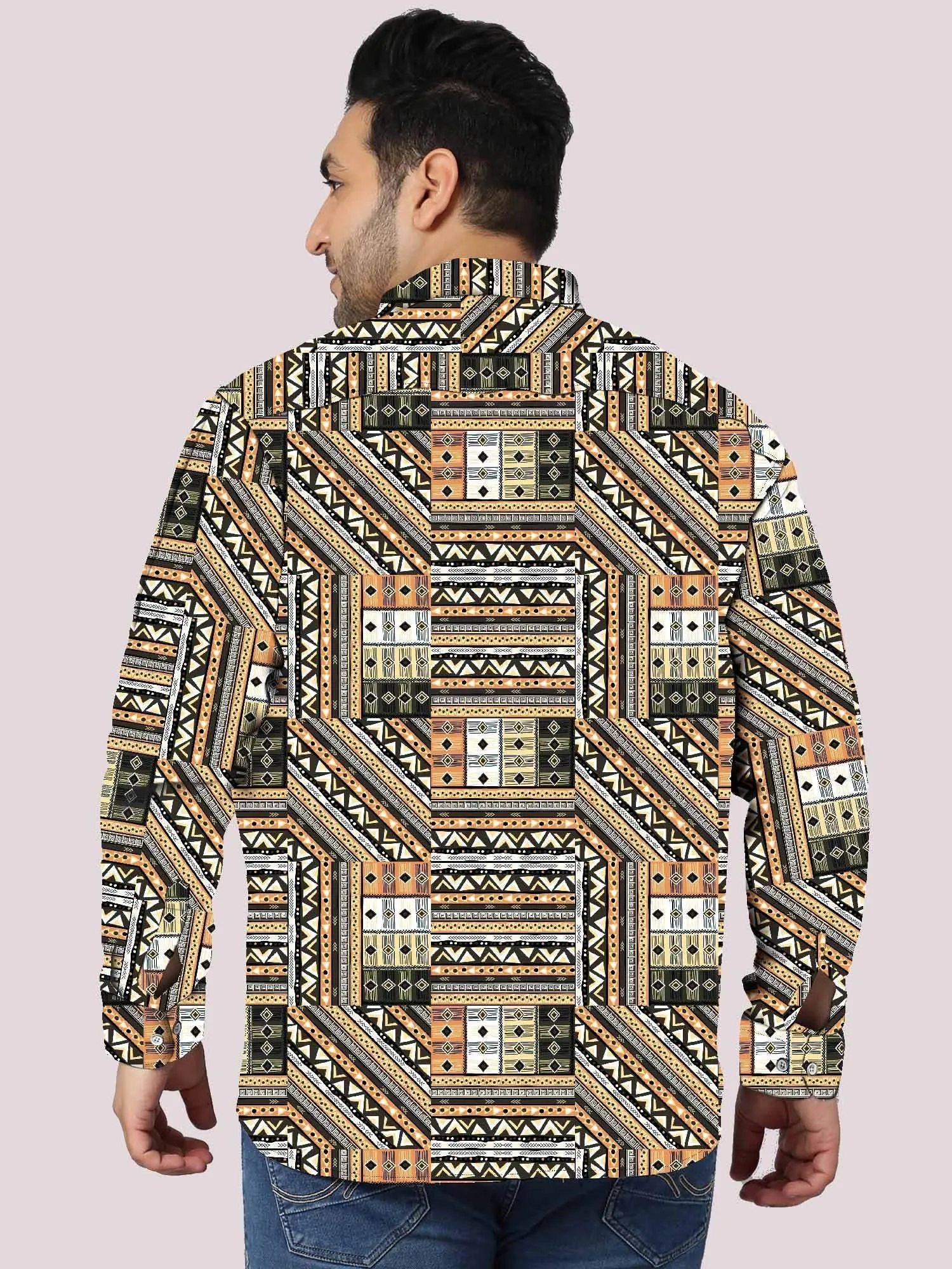 African Ethnic Digital Printed Full Sleeve Shirt Men's Plus Size