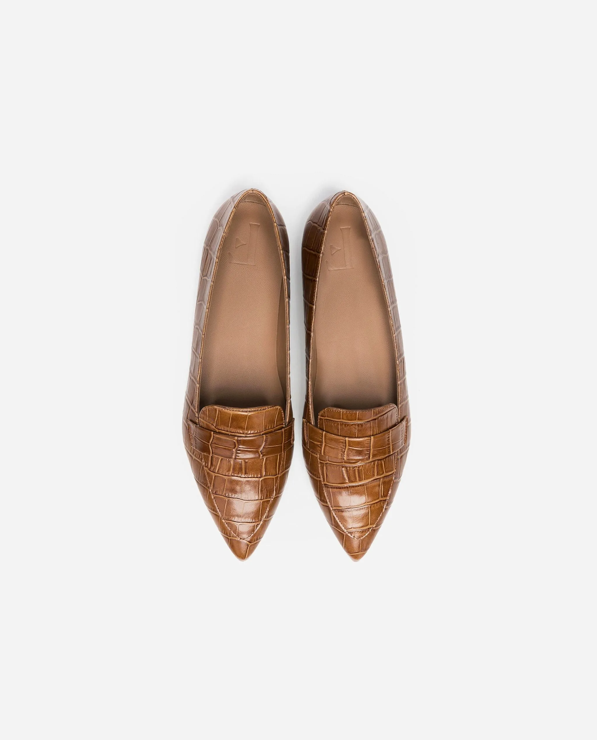 Alexandra Croco Cognac Flats