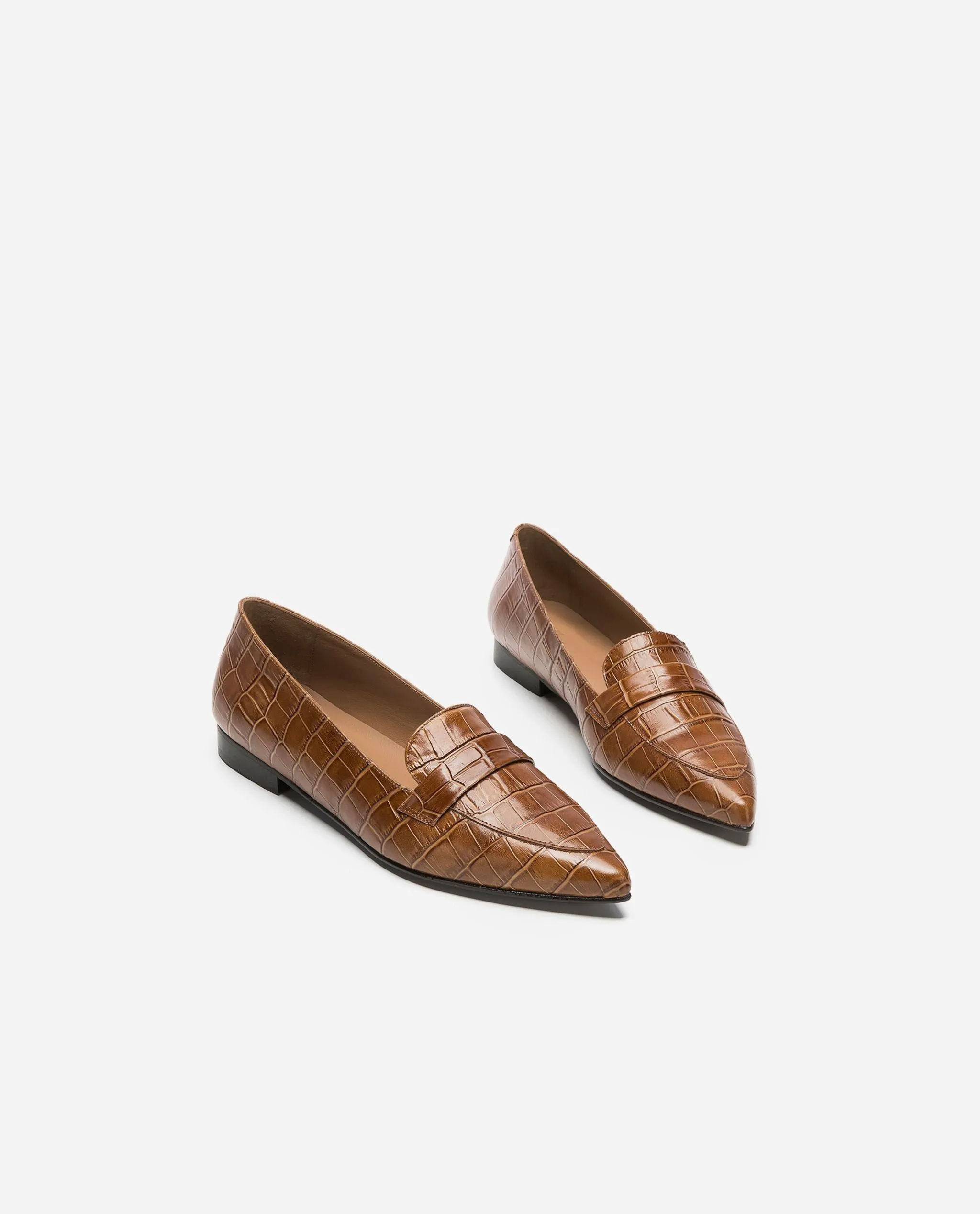 Alexandra Croco Cognac Flats