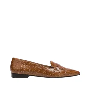 Alexandra Croco Cognac Flats