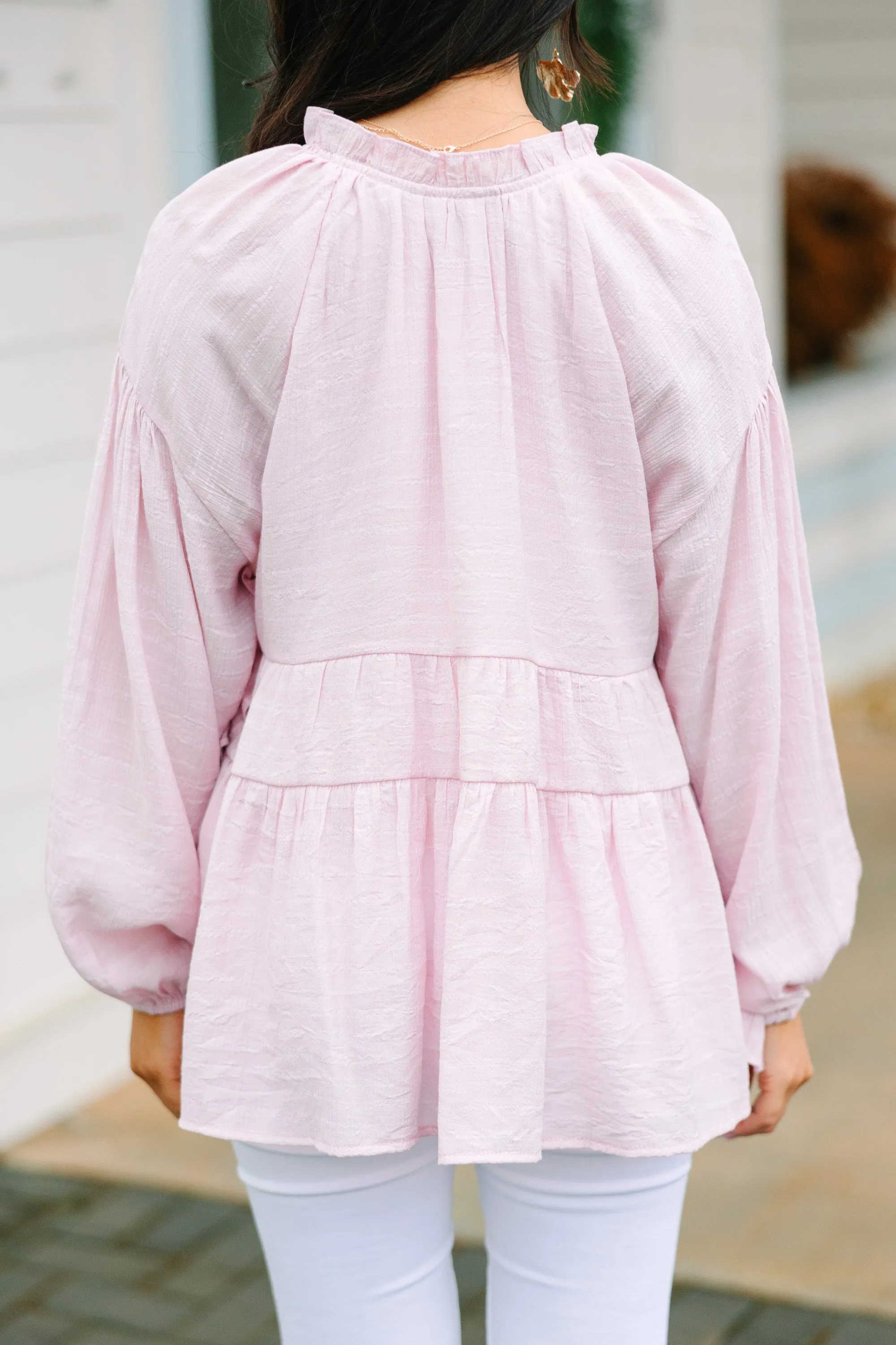 All Caught Up Blush Pink Ruffled Tunic