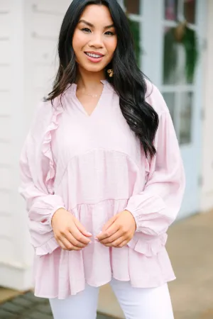 All Caught Up Blush Pink Ruffled Tunic