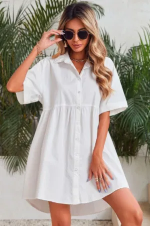 Asymmetrical button down shirt dress