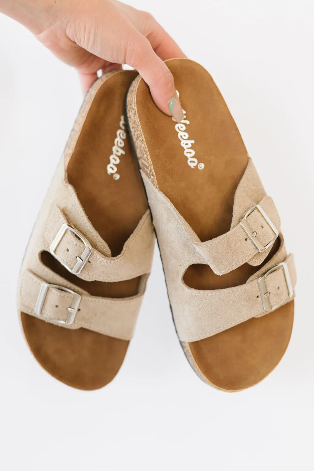 Beige Buckled Soft Footbed Sandals