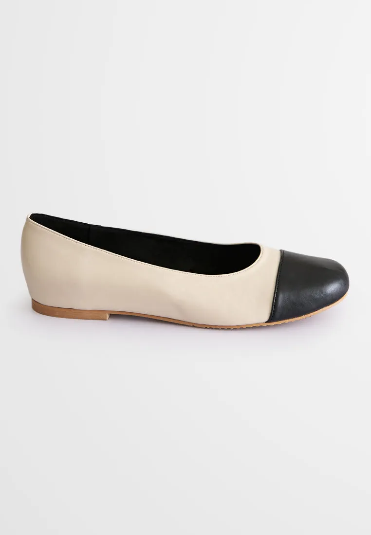 Bernardine Colour Block Ballerina Flats - Black