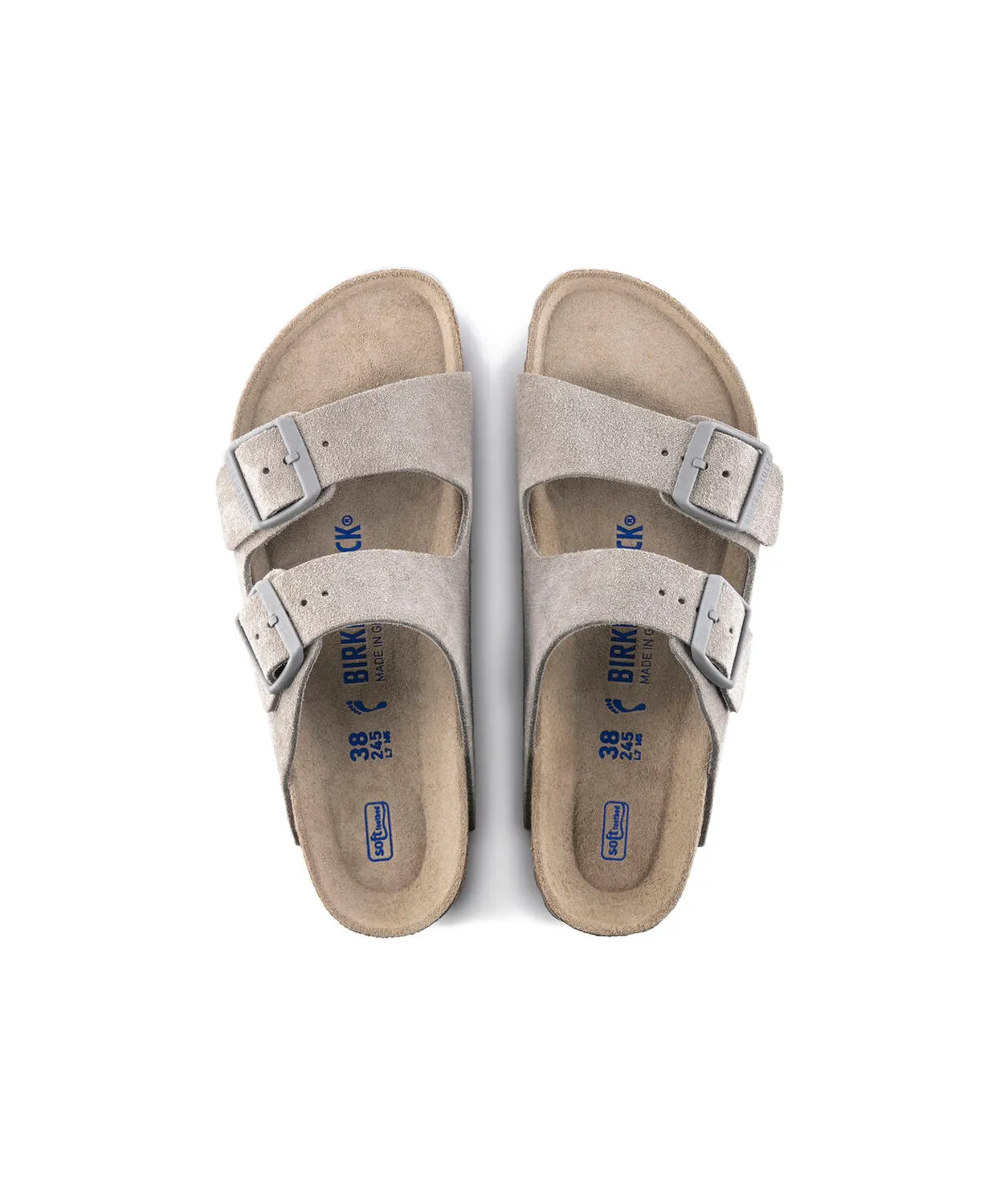 Birkenstock Arizona Suede Leather Stone Coin (Light Sole) Soft Footbed Sandals