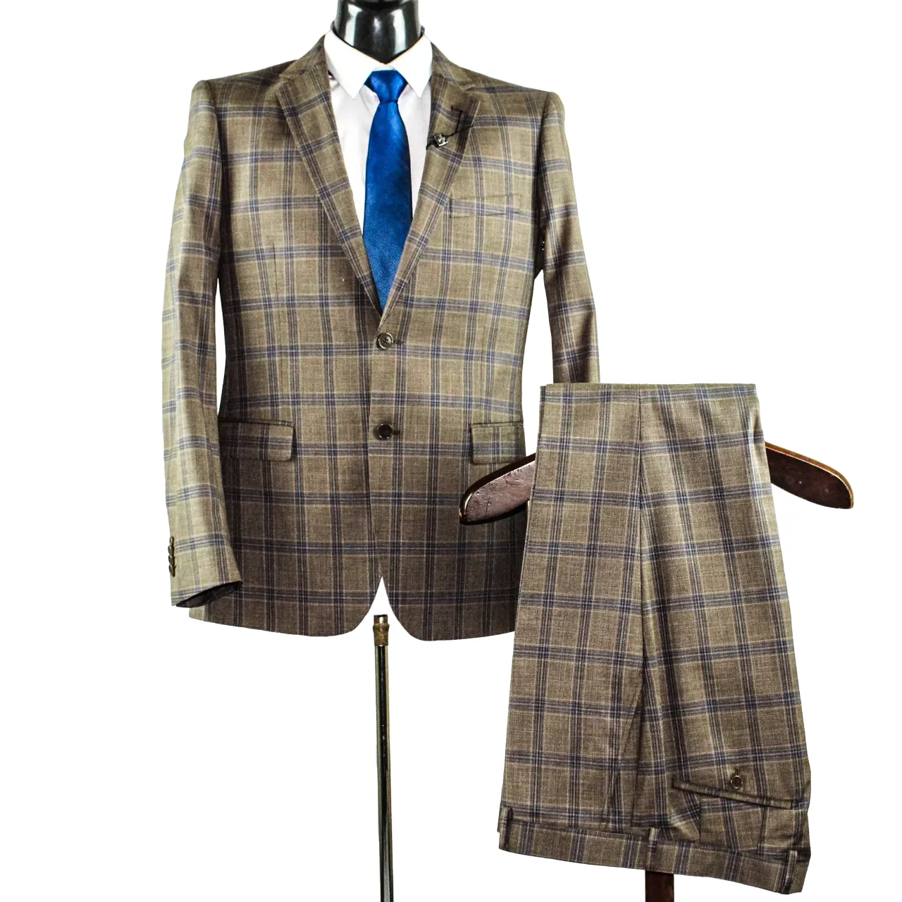 Carducci Taupe Slim Fit Check Suit