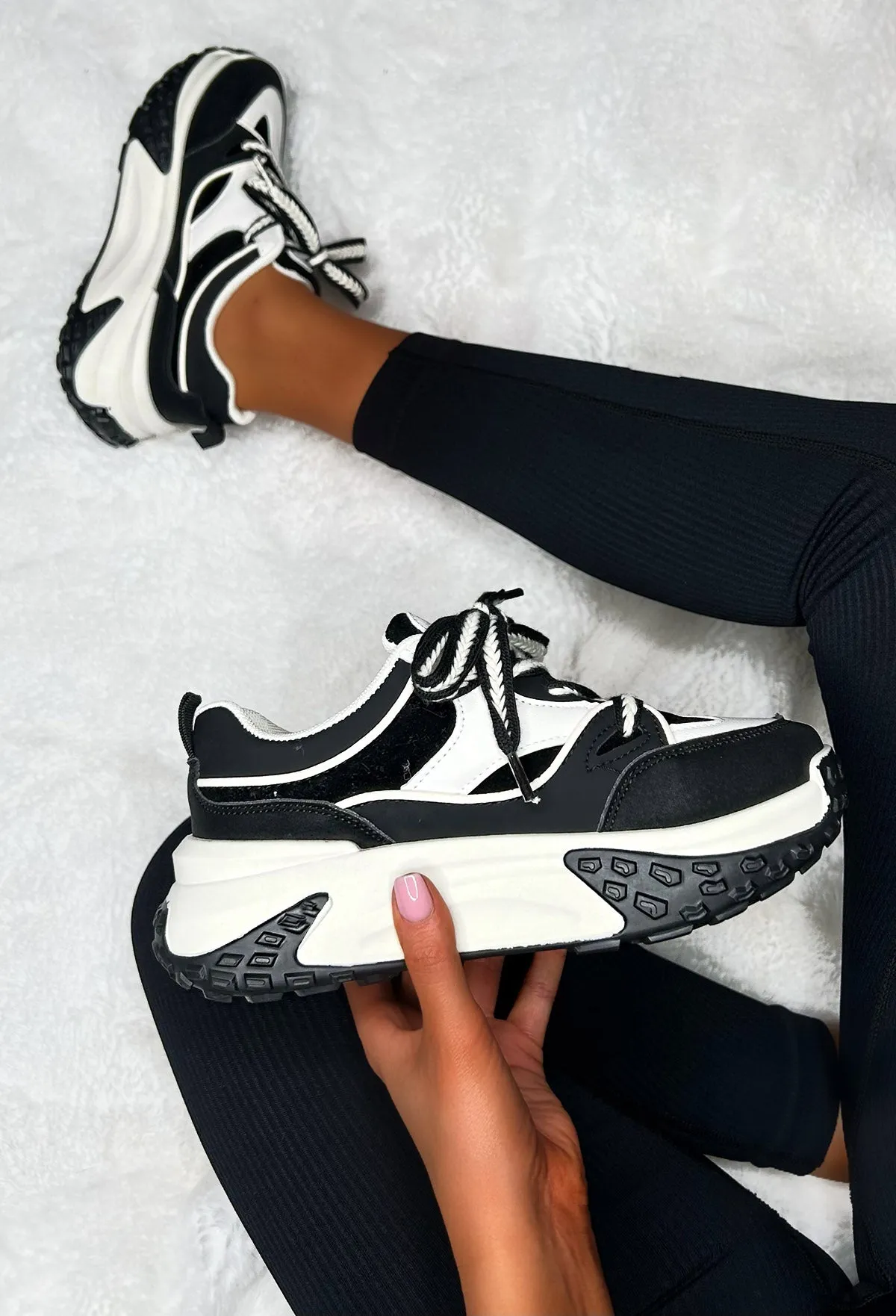 Casual Slay Black Contrast Platform Trainers