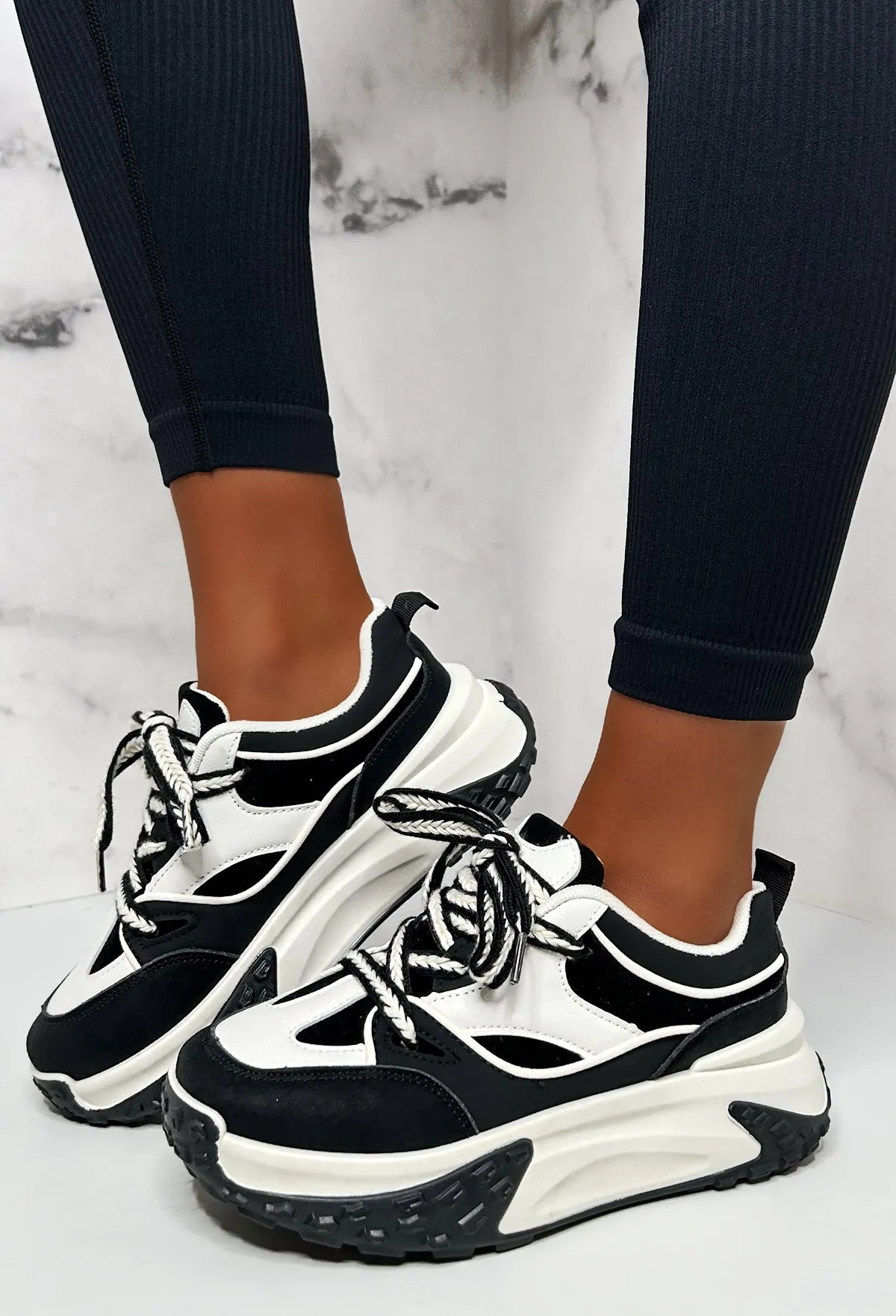 Casual Slay Black Contrast Platform Trainers