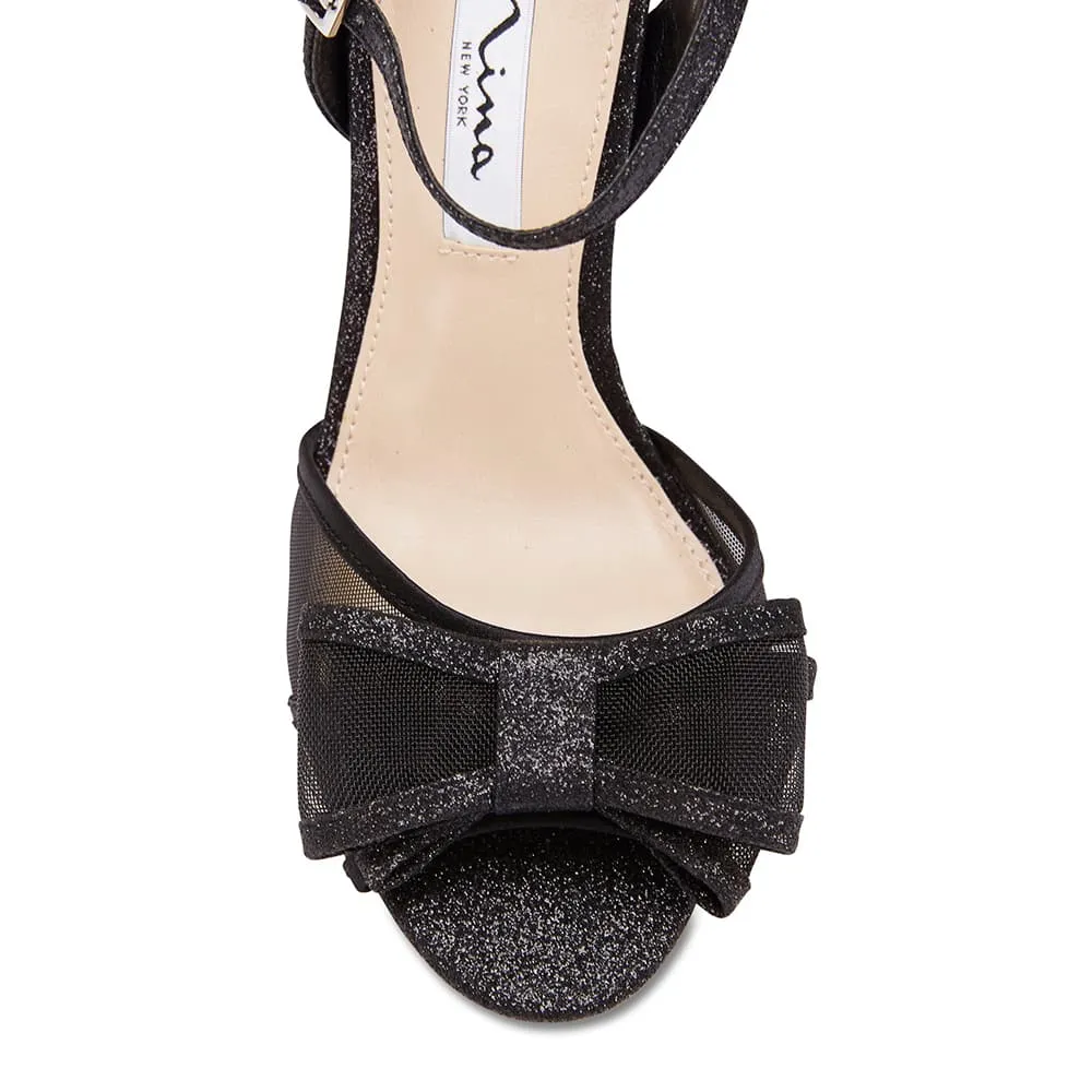 Charm Heel in Black Fabric