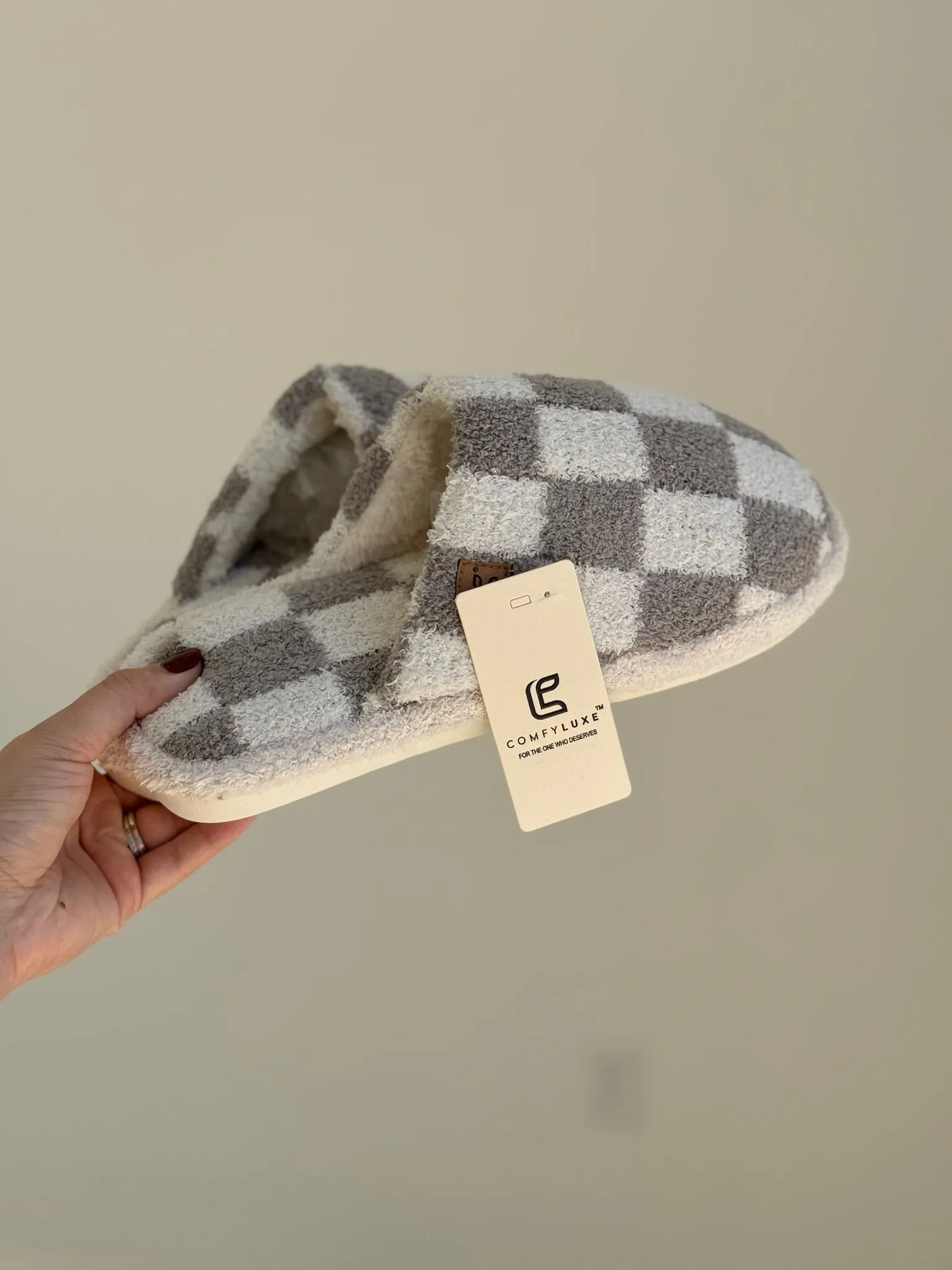 Checkered Slippers  - Grey