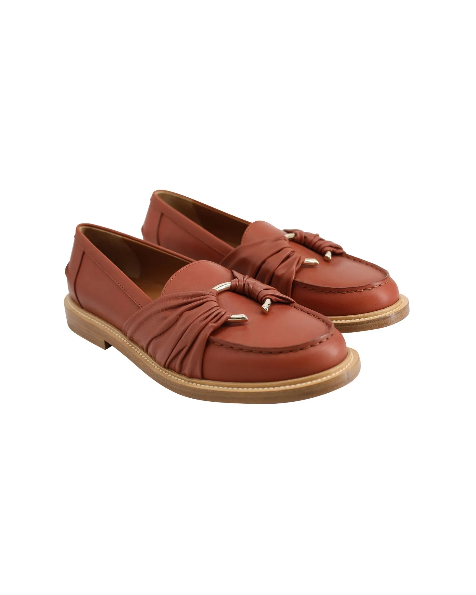 Chloé C Flat Loafers In Brown Leather