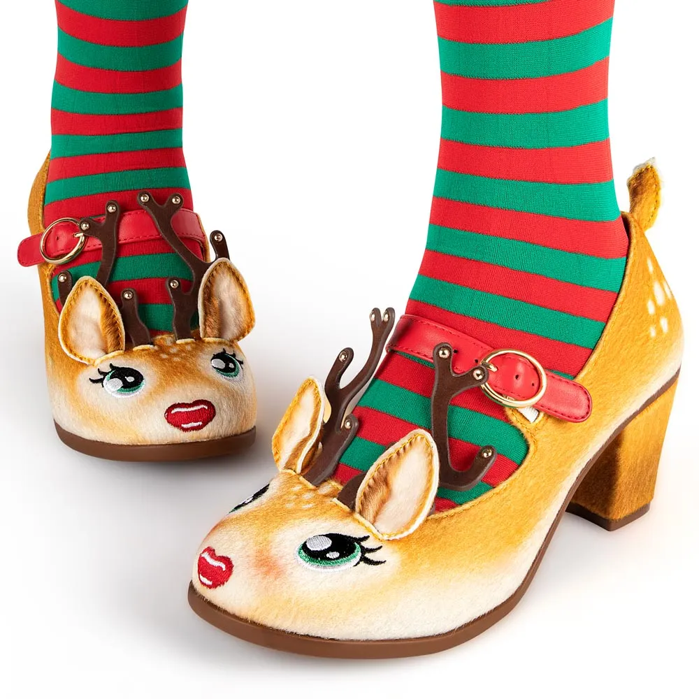 Chocolaticas® Mid Heels Reindeer Love Women's Mary Jane Pump