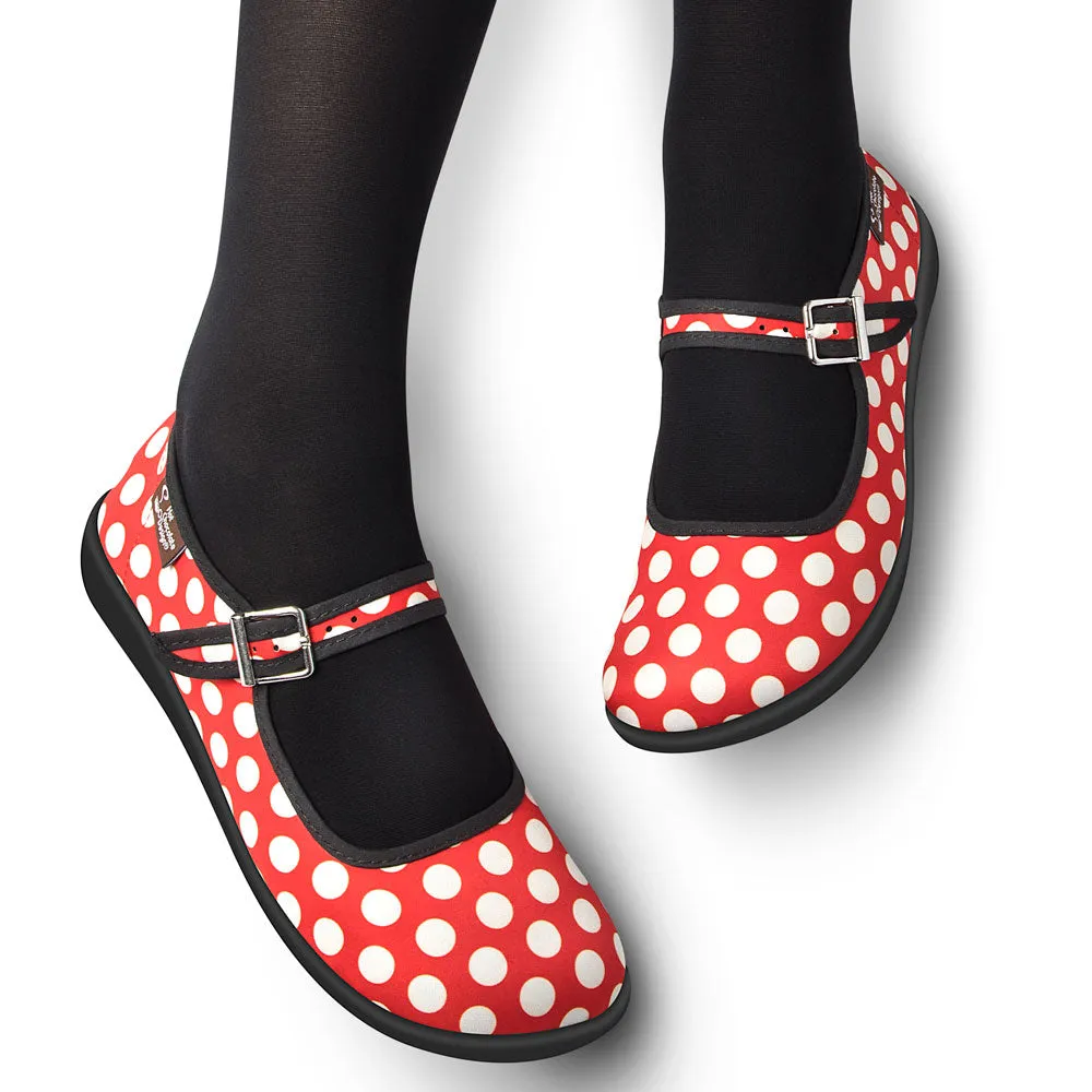 Chocolaticas® Red Polka Women's Mary Jane Flat