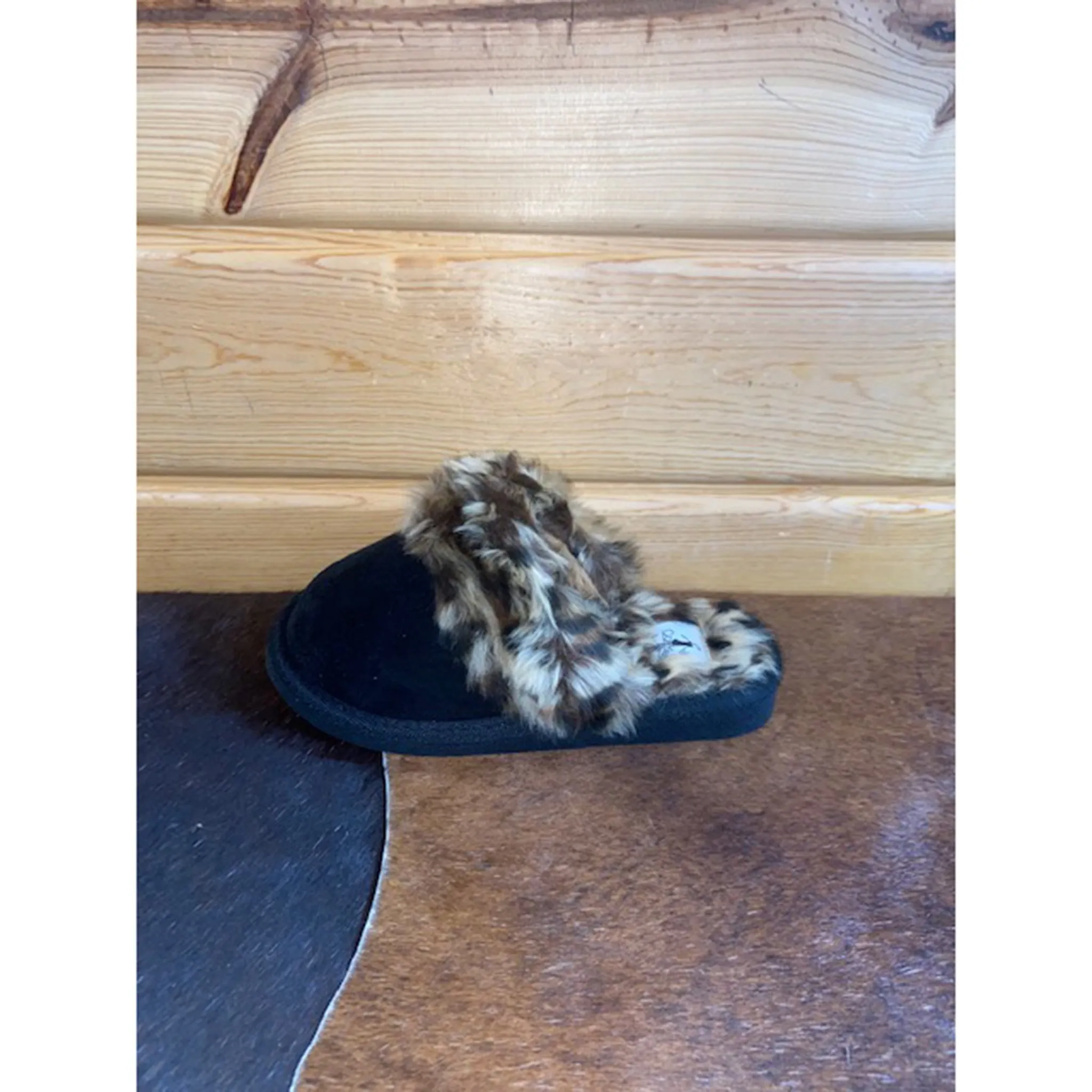 Corkys Black Leopard Snooze Slipper