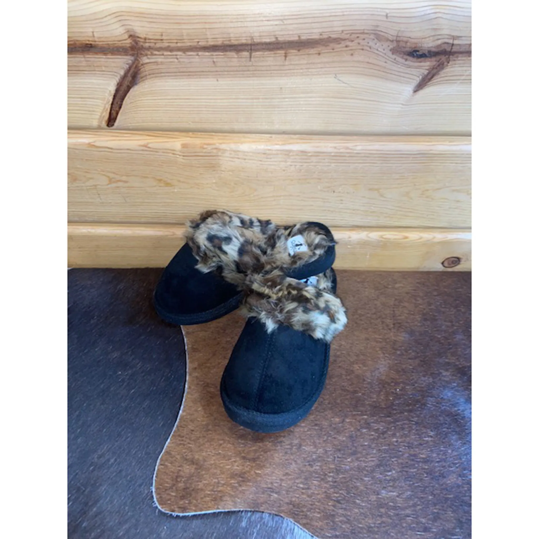 Corkys Black Leopard Snooze Slipper