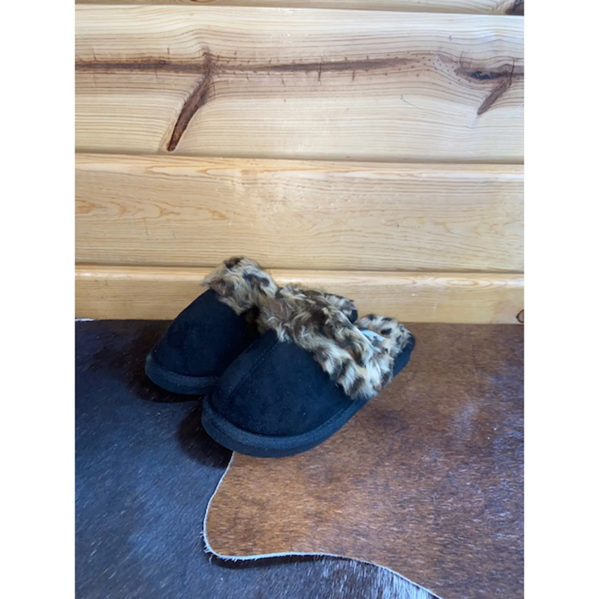 Corkys Black Leopard Snooze Slipper