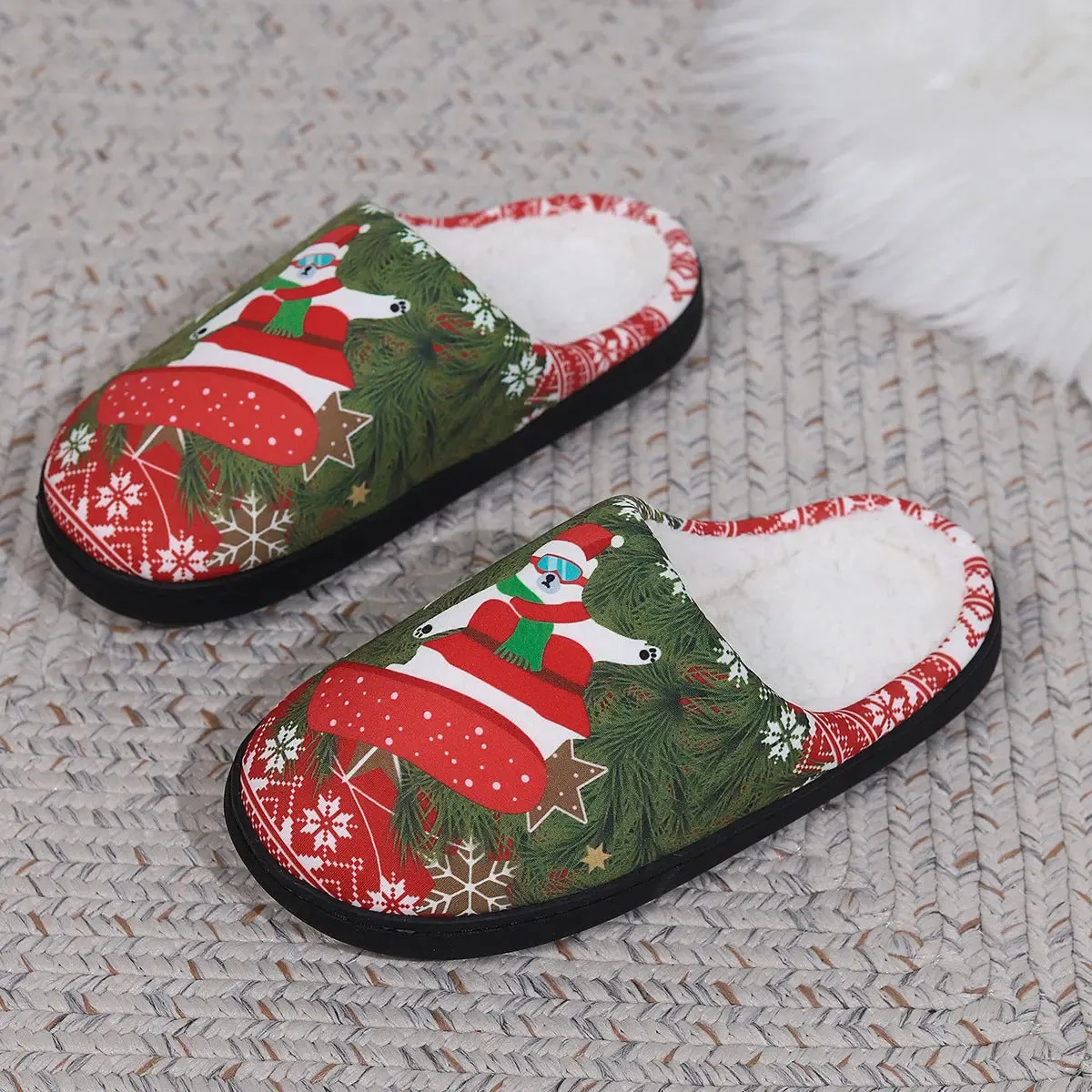 Cozy Christmas-Themed Plush Slippers with Anti-Slip Sole for Ultimate Indoor Comfort