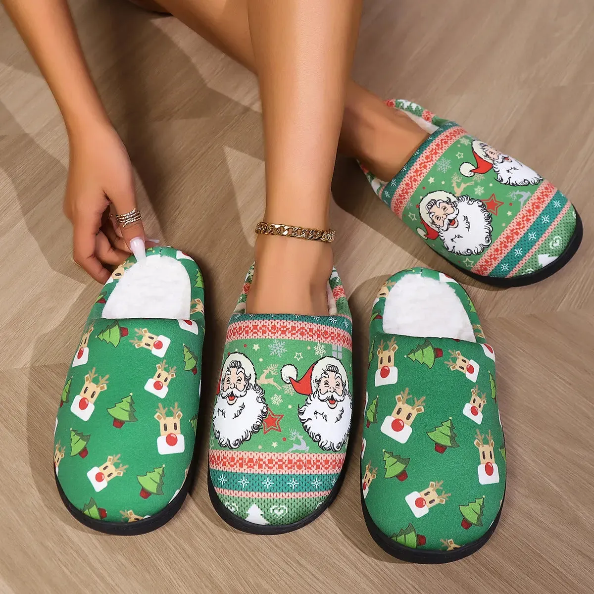 Cozy Christmas-Themed Plush Slippers with Anti-Slip Sole for Ultimate Indoor Comfort