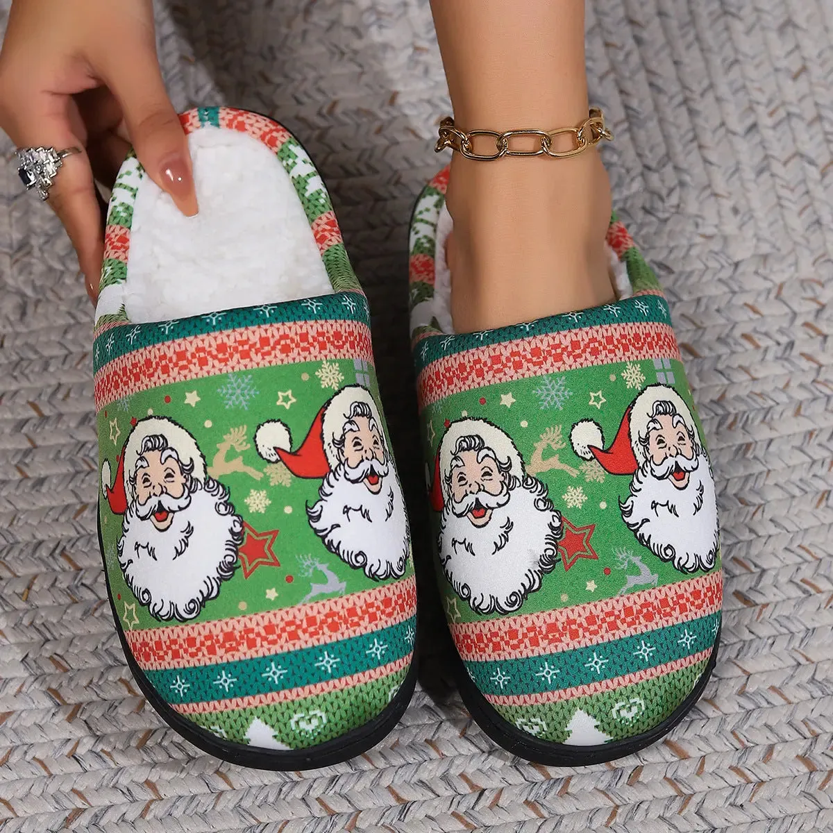 Cozy Christmas-Themed Plush Slippers with Anti-Slip Sole for Ultimate Indoor Comfort