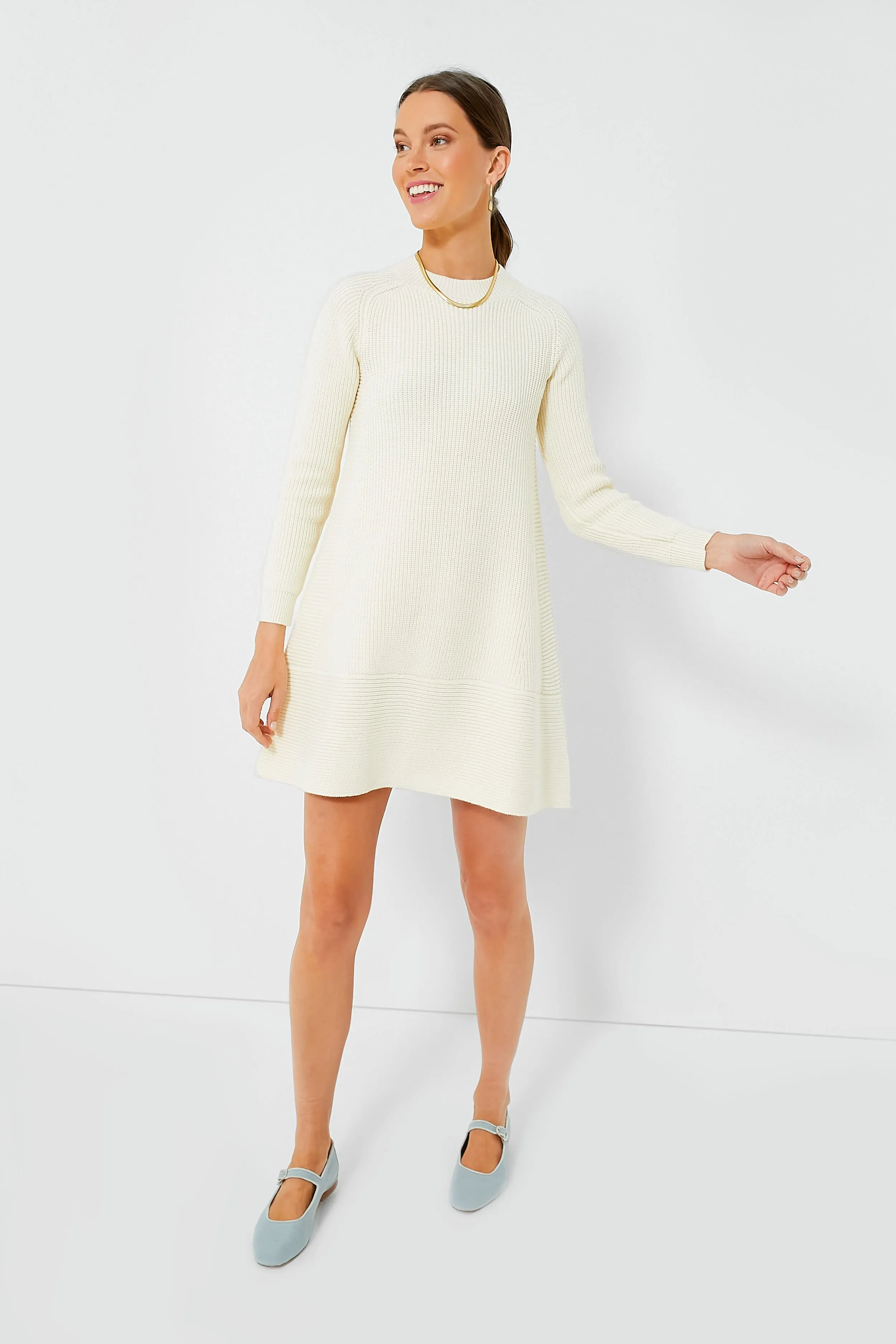 Cream Ainsley Knit Dress