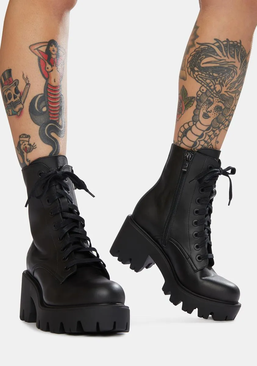 Ella Vegan Leather Lace-Up Boots