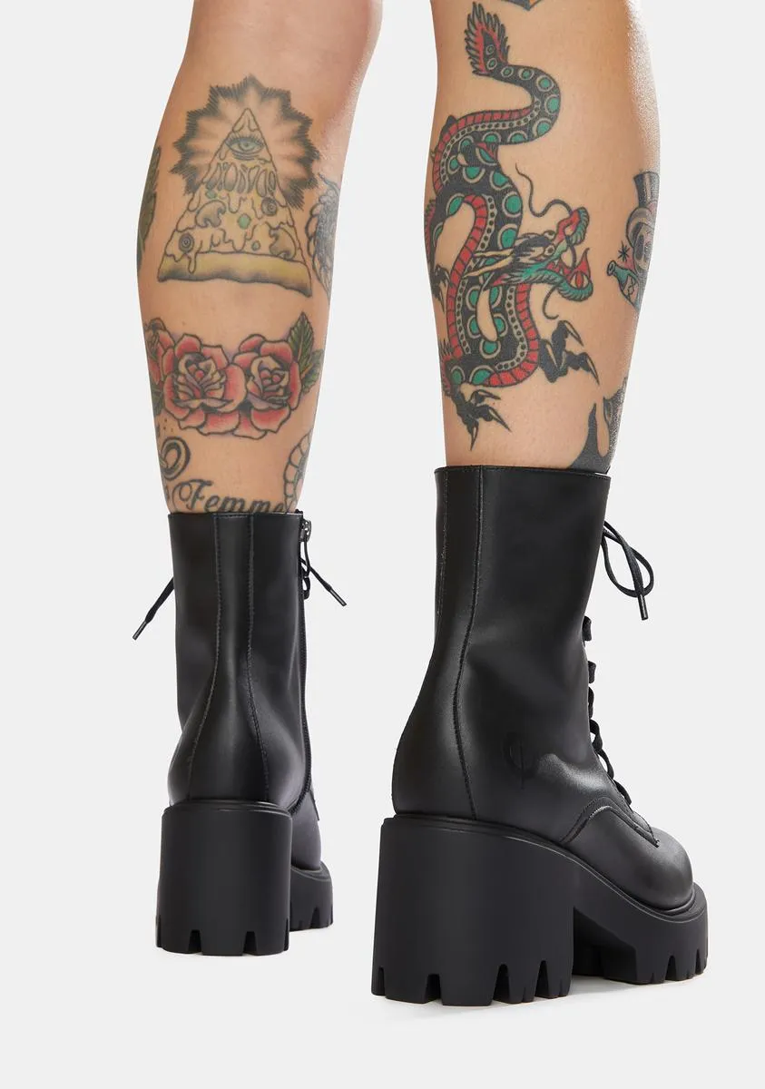 Ella Vegan Leather Lace-Up Boots