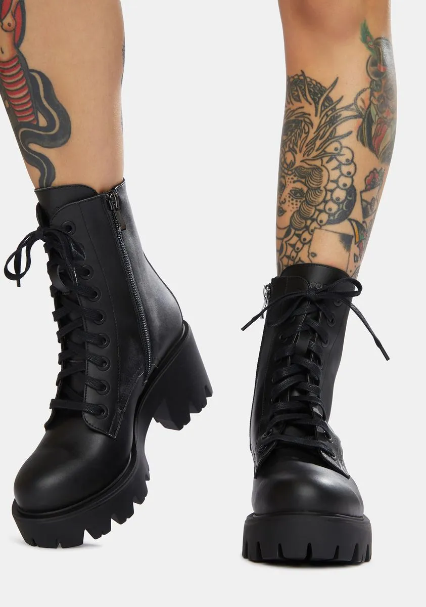 Ella Vegan Leather Lace-Up Boots