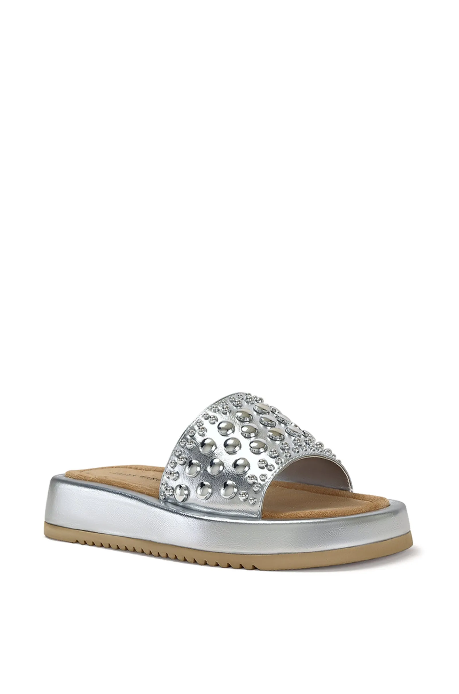 ESPINOSA-SILVER WESTERN STUDDED FLAT SANDAL