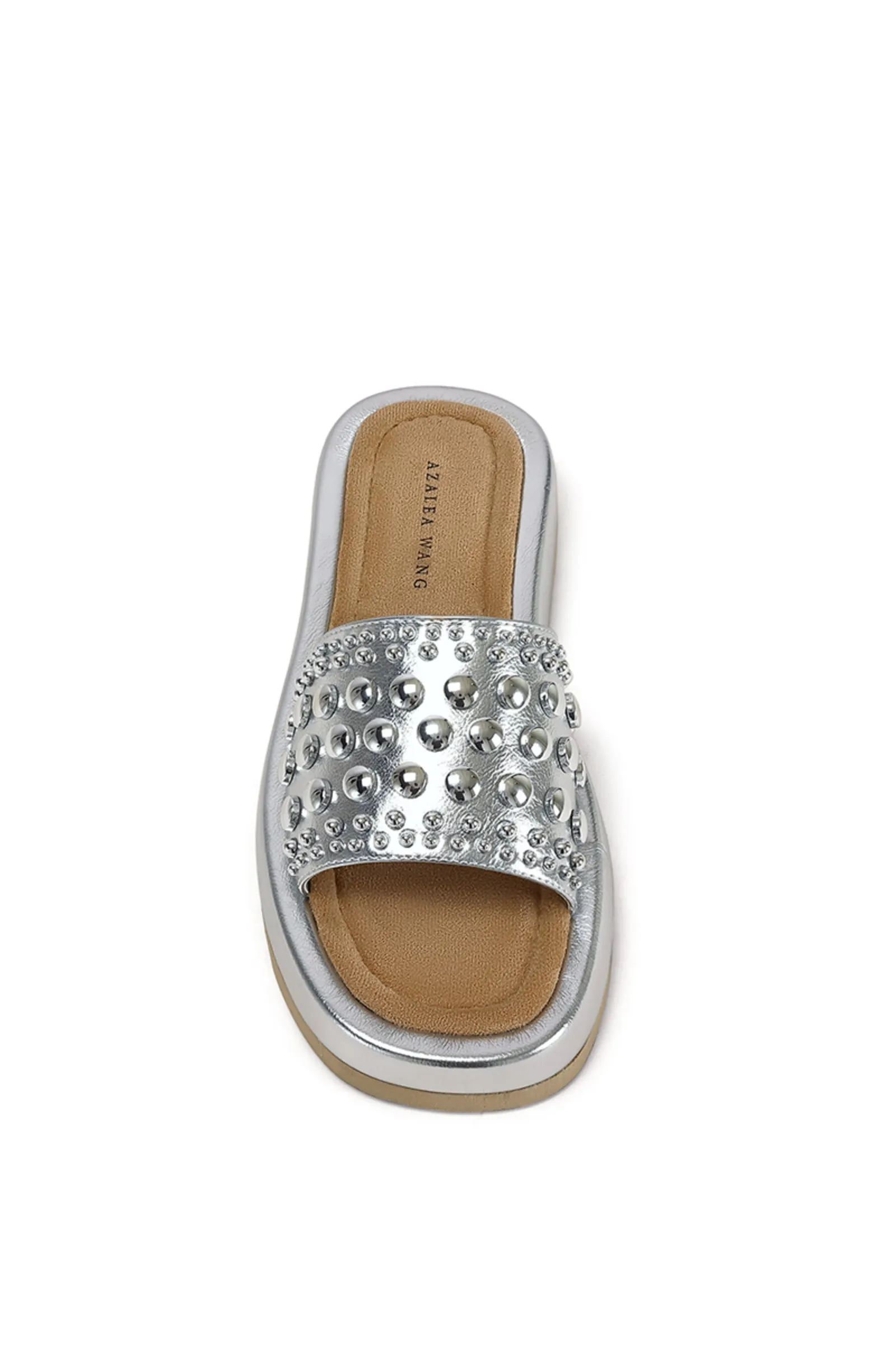 ESPINOSA-SILVER WESTERN STUDDED FLAT SANDAL