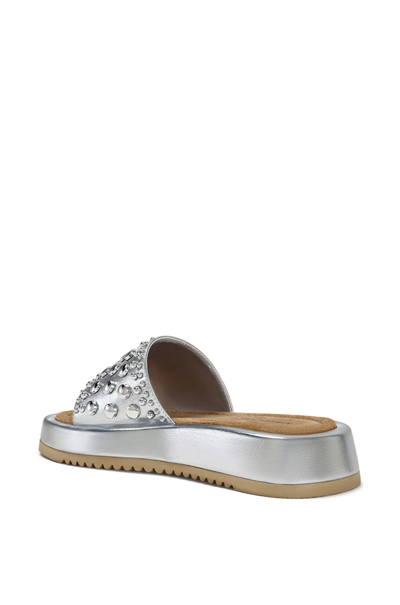 ESPINOSA-SILVER WESTERN STUDDED FLAT SANDAL