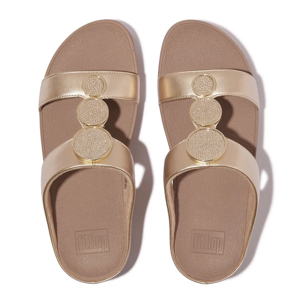 FitFlop Halo Bead Circle Metallic Slide Sandals - Latte Beige