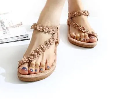 FLOWER BEADED SOFT BOTTOM SANDALS SOFT HIGH QUALITY