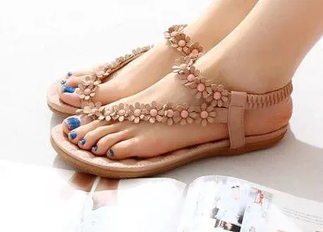 FLOWER BEADED SOFT BOTTOM SANDALS SOFT HIGH QUALITY