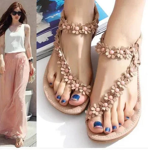 FLOWER BEADED SOFT BOTTOM SANDALS SOFT HIGH QUALITY