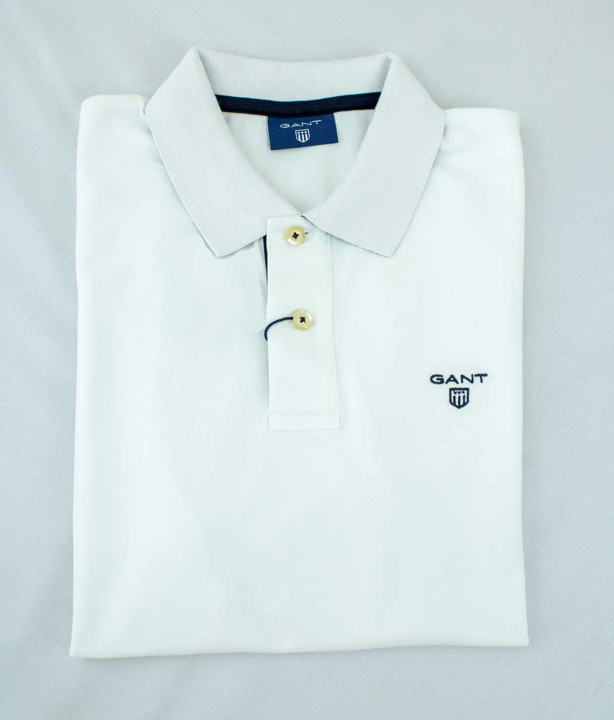 Gant Original SS Pique Contrast Collar White Navy Golfer