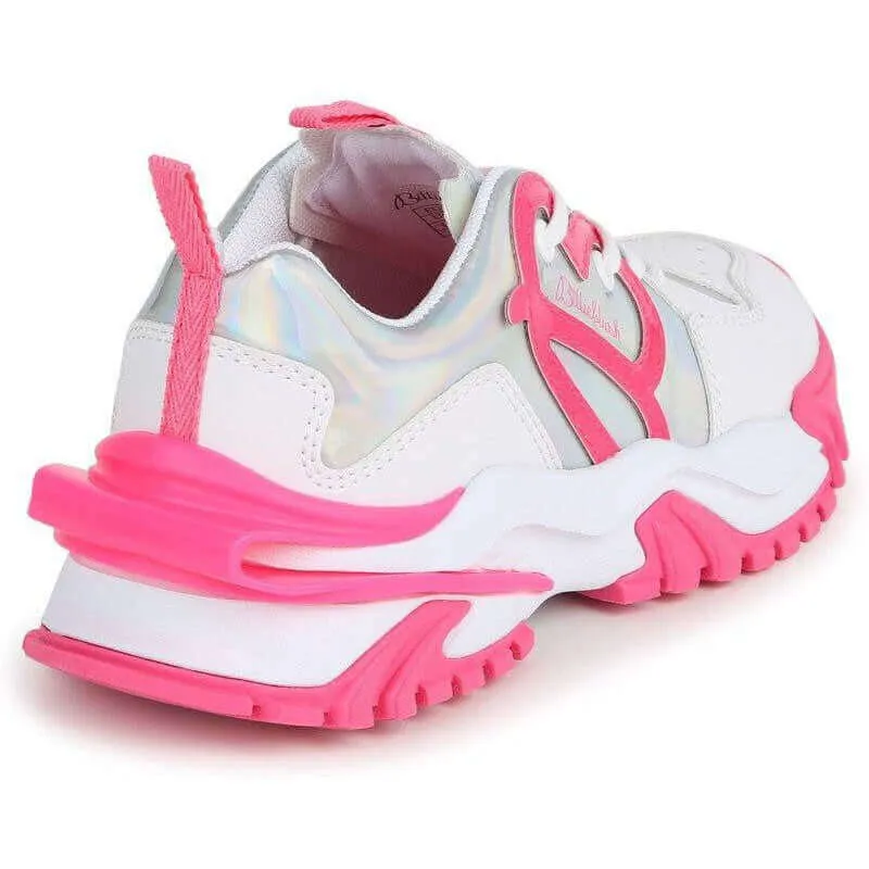 Girls Pink Lace Up Trainers