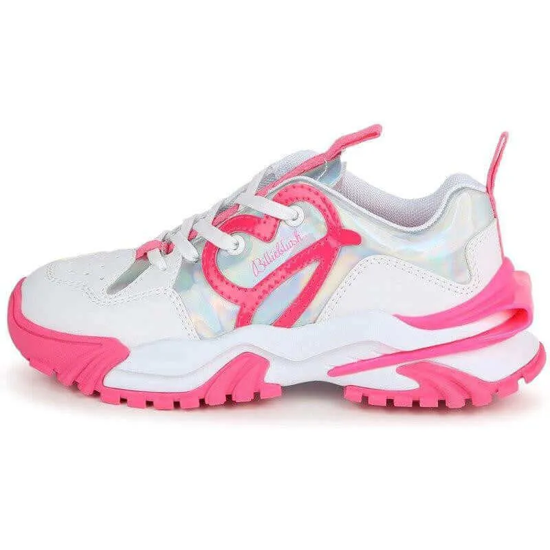 Girls Pink Lace Up Trainers