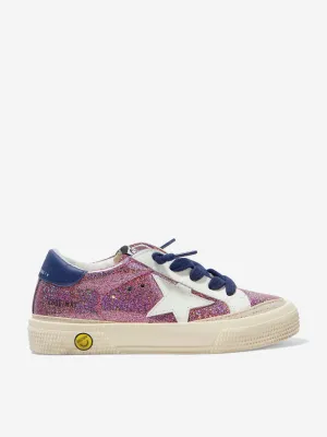 Golden Goose Kids May Glitter And Leather Lacing Star Trainers