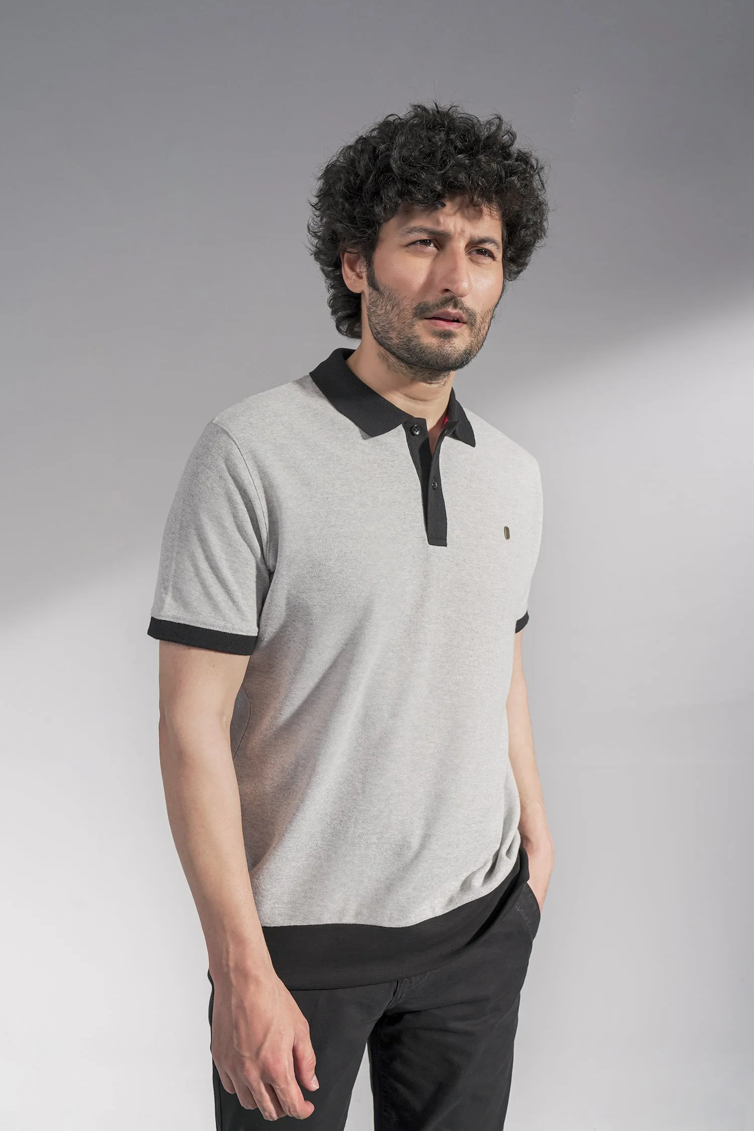 Grey Polo With Black Trims