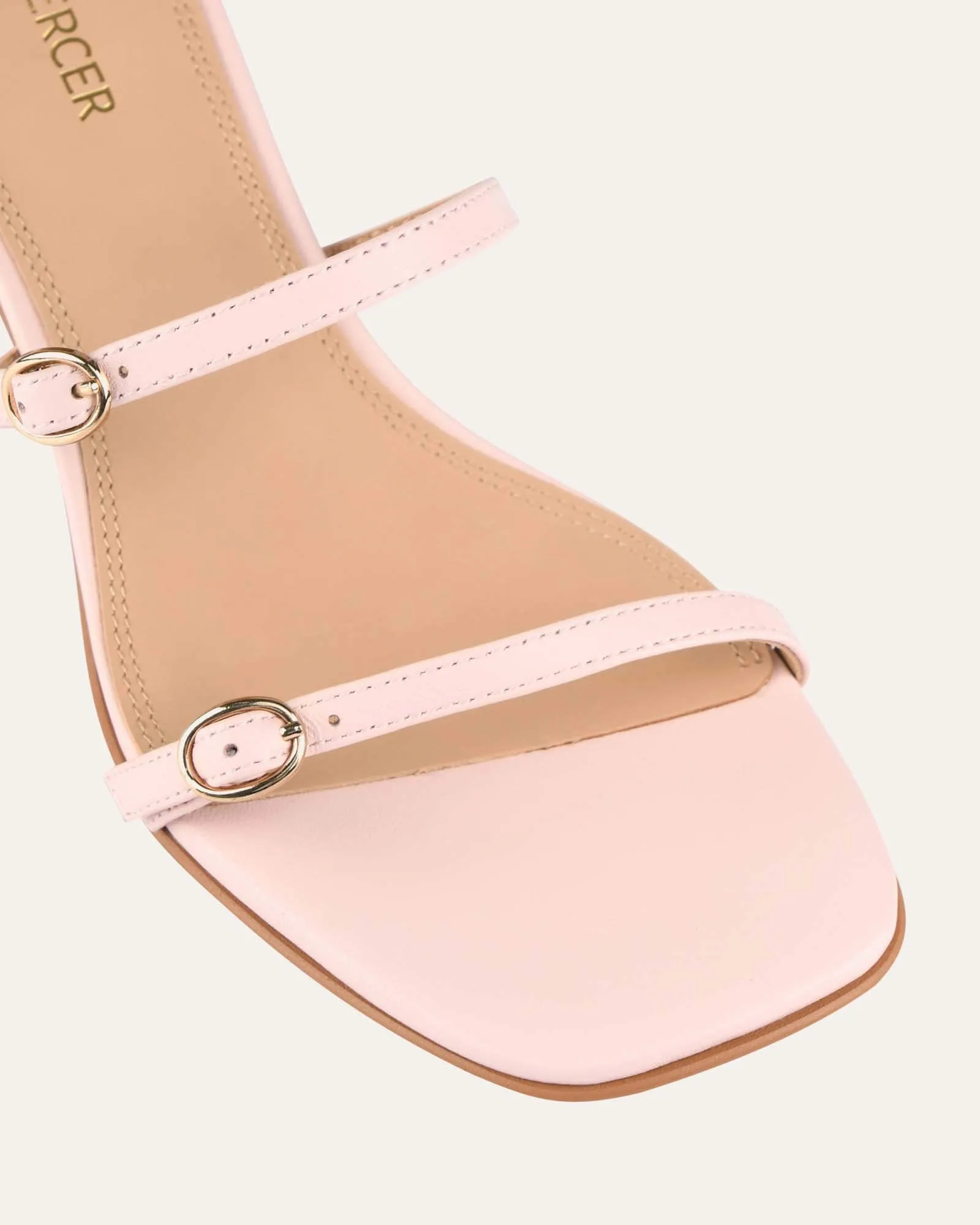 HARRIET MID HEEL SANDALS SOFT PINK LEATHER