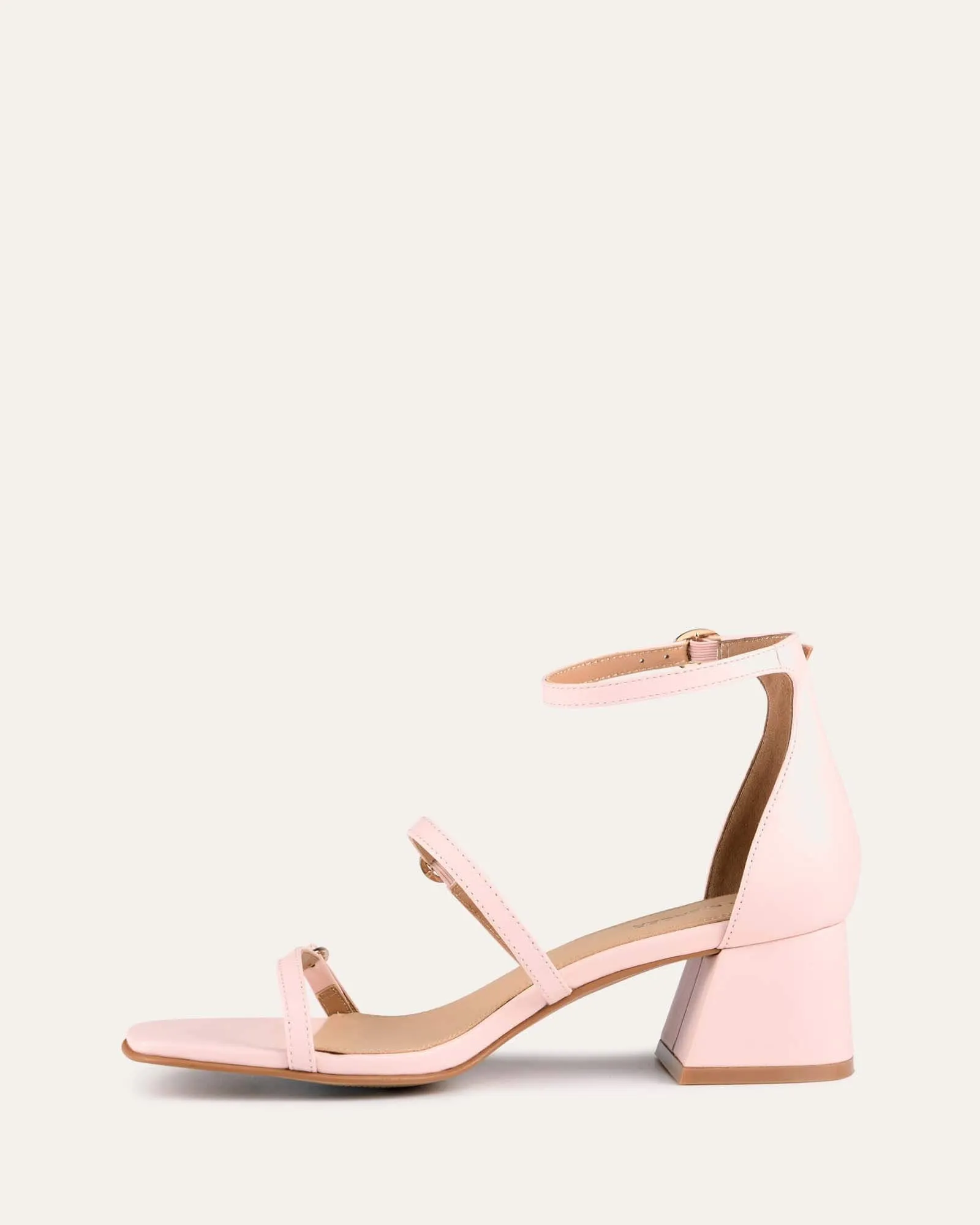 HARRIET MID HEEL SANDALS SOFT PINK LEATHER