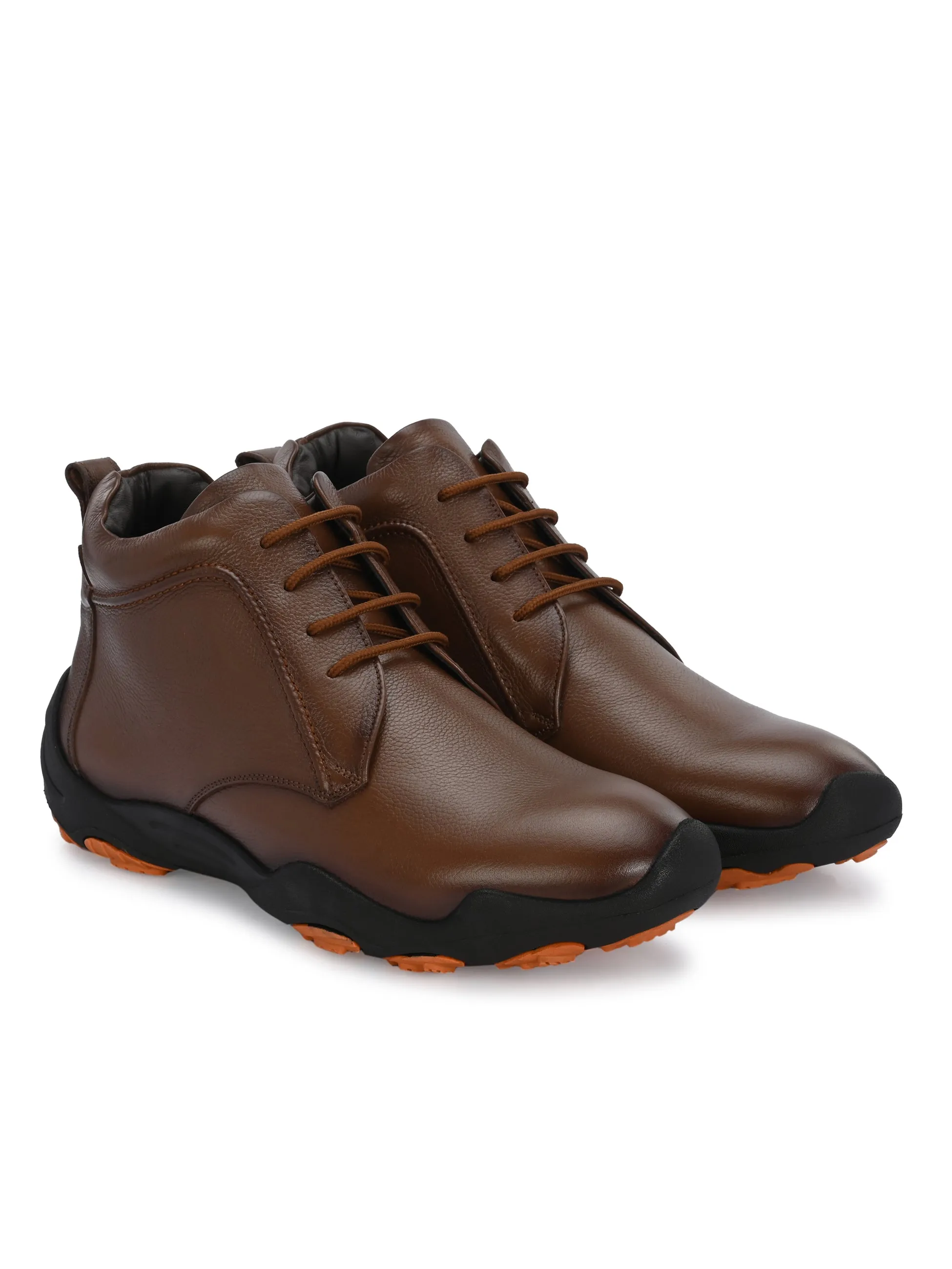 HITZG_51-Men's Tan Leather Casual Boots