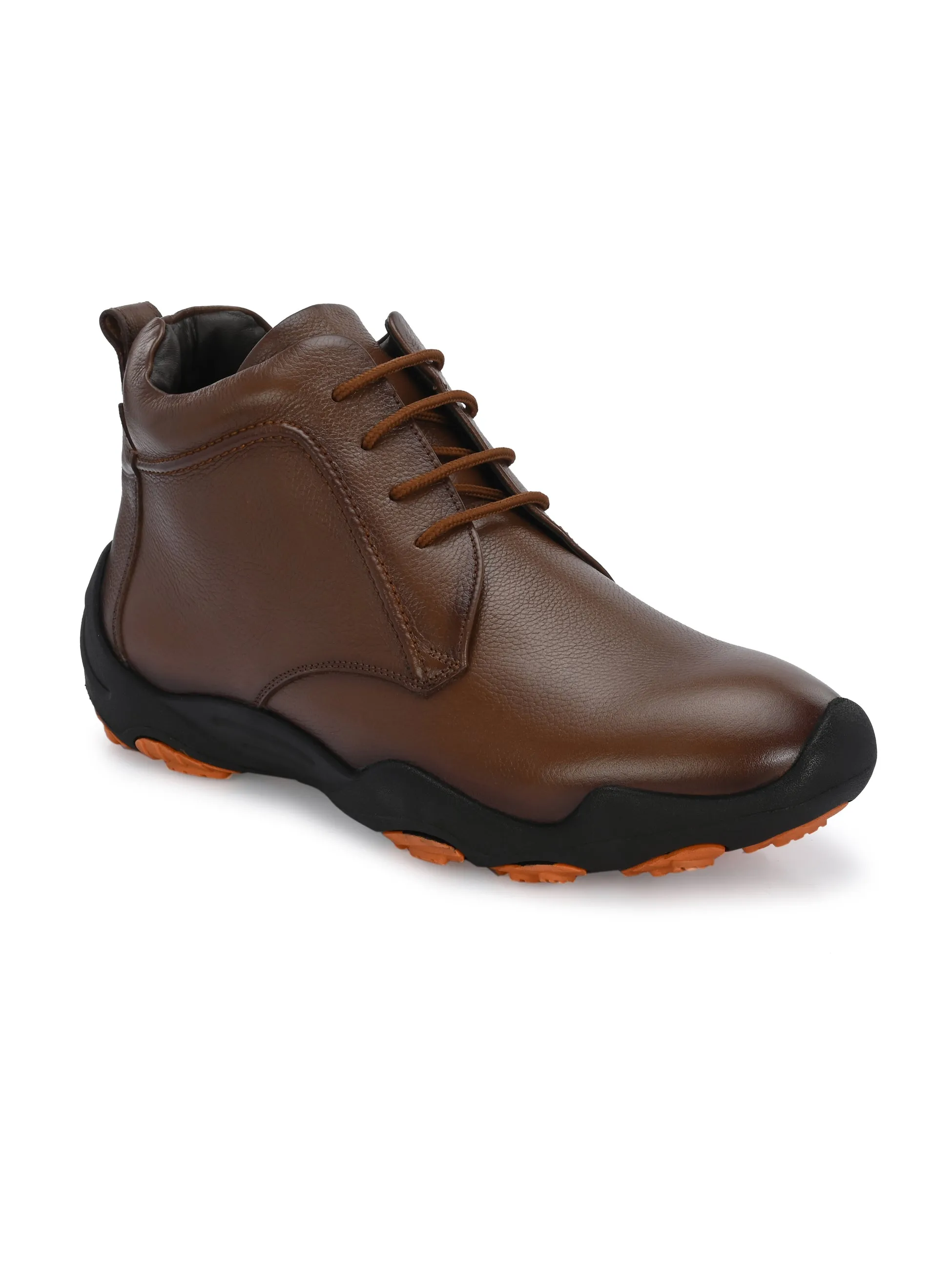 HITZG_51-Men's Tan Leather Casual Boots