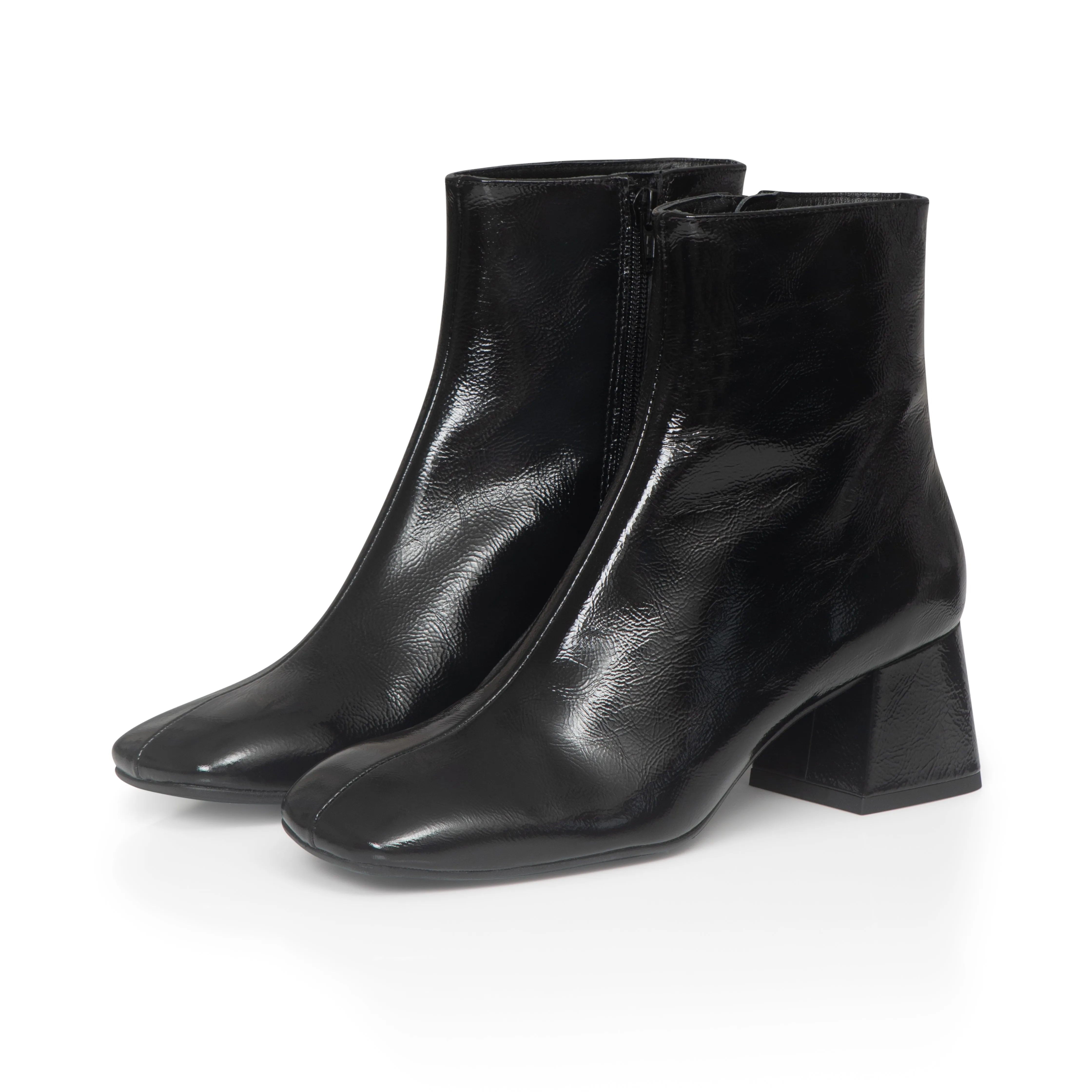 Jenna Wide Fit Boots - Black Shine Leather