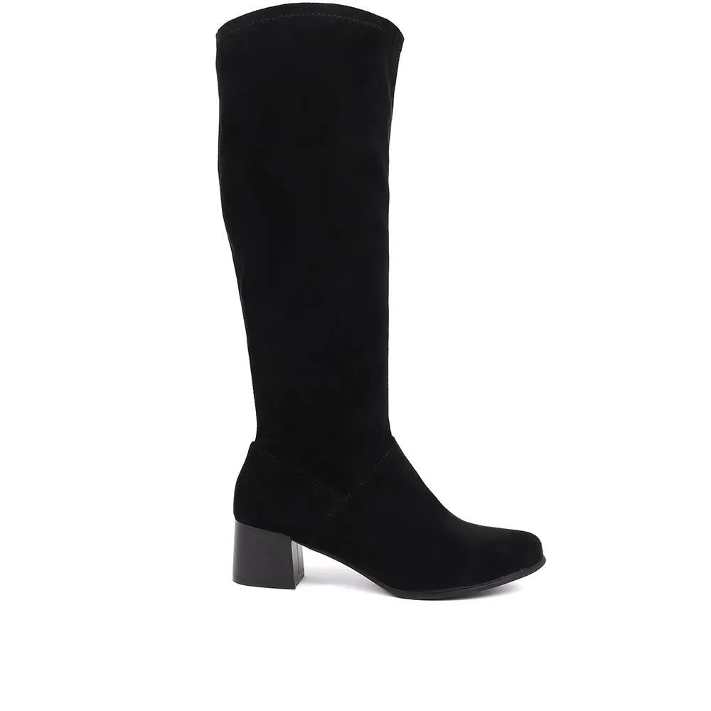 Knee Length Heeled Boots - WBINS38074 / 324 480