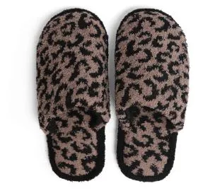 Leopard Fuzzy Slippers - Coffee