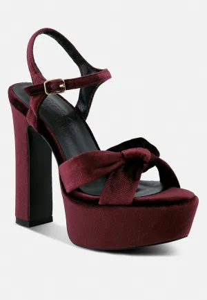 LIDDEL Burgundy Platform Heel Sandals