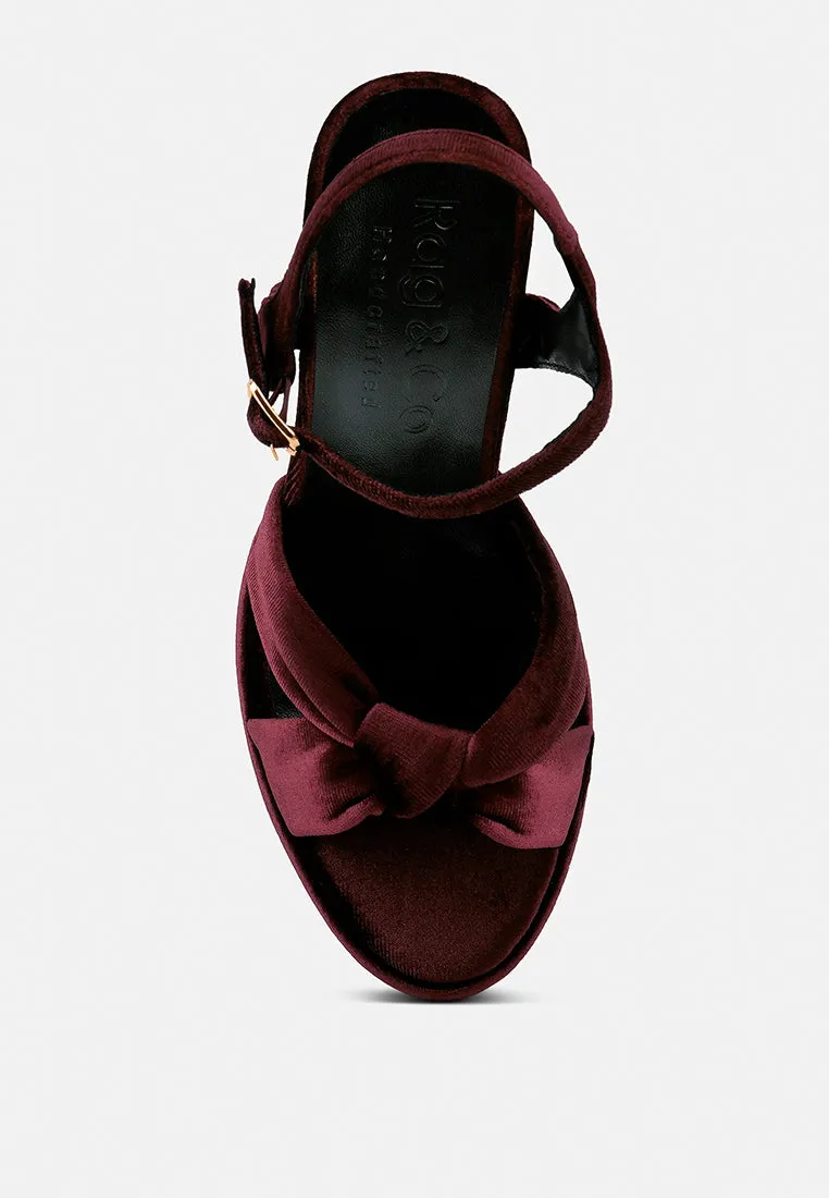 LIDDEL Burgundy Platform Heel Sandals